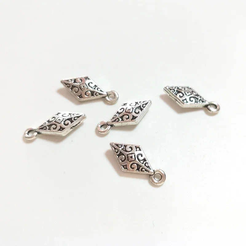 Fashion 30pcs/bag 16*8MM Zinc Alloy Antique  Metal Rhombus Charms Pendants for DIY Handmade Materials Jewelry Accessories