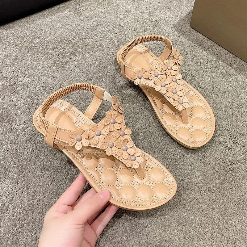 

​ Женские сандалии в стиле бохо с ремешками, летние туфли с маленькими цветами, римский стиль, большие размеры (35-41) ​