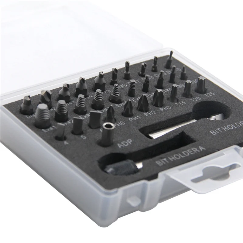 

2025 Trend Broken Screw Extractor Set Silver & Black 33 Screw Removal Tool Sets Are Used To Easily Remove Broken Screw