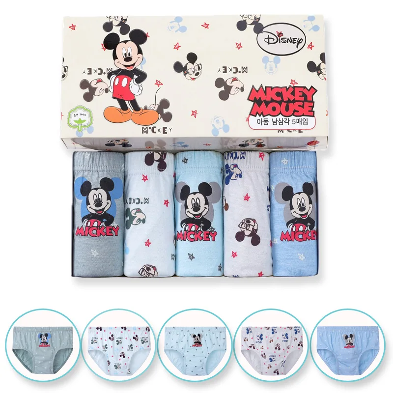5 paczek/pudło bielizna dziecięca spodnie Mickey Cartoon chłopięce majtki miękka bawełna dziecięce trójkątne majtki oddychające figi chłopięce pudełko upominkowe