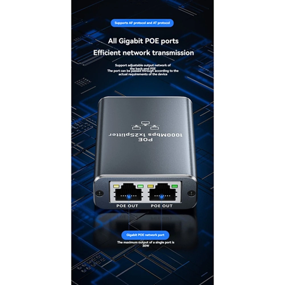 DT77 1 in 2 Out Gigabit Ethernet Switch Rj45 Splitter POE Gigabit Extension Adapter 1000Mbps Network Connector for PC Laptop