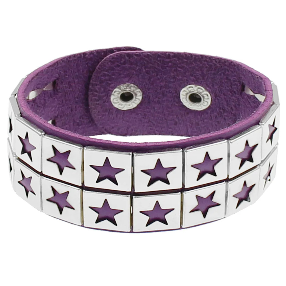 DIEZI Punk Vintage Gothic Goth Men Two Layer Wrap Bracelet Women Harajuku Black PU Leather Star Charm Bracelet Bangles Jewelry