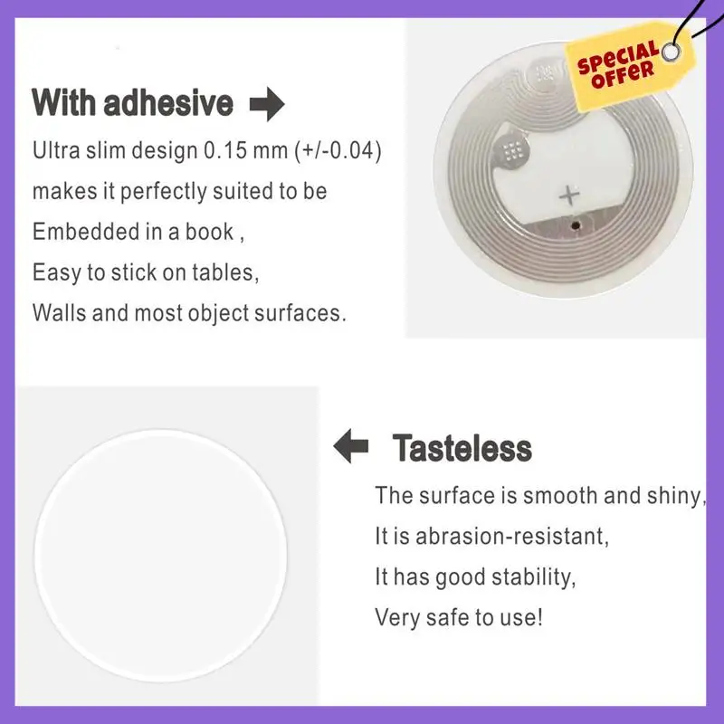-A96Z 300Pcs NFC Ntag216 Sticker Ntag216 NFC Tags NFC 216 Tag Ntag216 NFC Cards 13.56Mhz NFC Tag Stickers 888 Bytes Memory