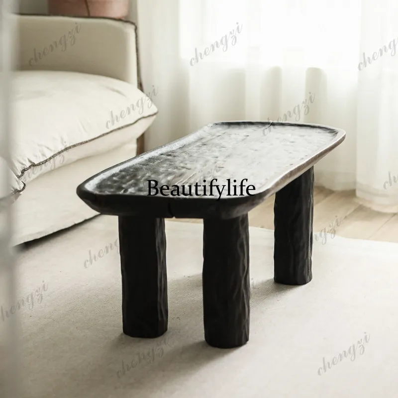 Solid wood handmade medieval coffee table rectangular small coffee table, wabi sanfeng   retro