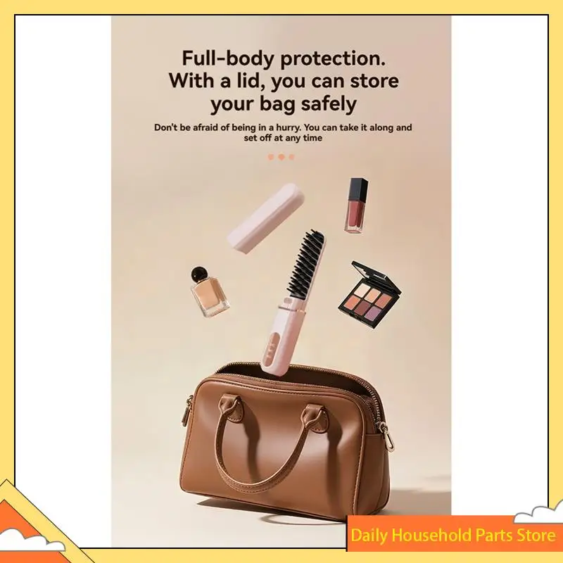 【Gran venta】Mini peine caliente negativo, cepillo alisador portátil inalámbrico, alisador de pelo para mujeres C