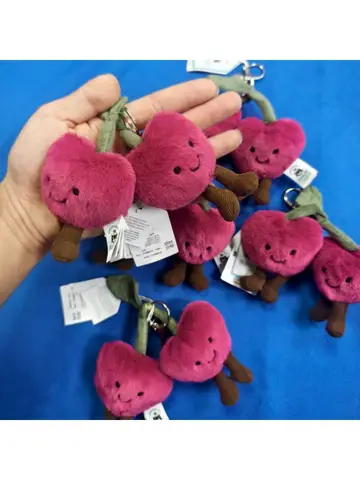 New Jelly Fun With Tag Cherry Key Chain Cute Key Chain Bag Pendant Accessories Doll Pendant Girls And Ladies Holiday Gifts