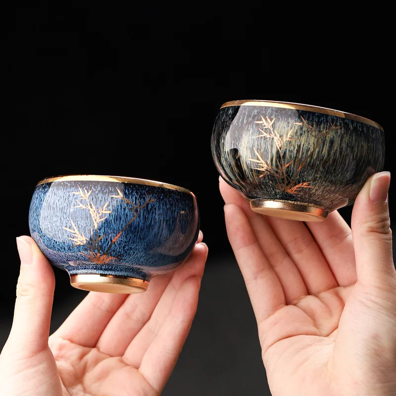 Ceramic Master Cup Set Home Kung Fu Set Kiln Transformed Tea Small Single Cup Multicolor Gift Tea Cup Gift Box