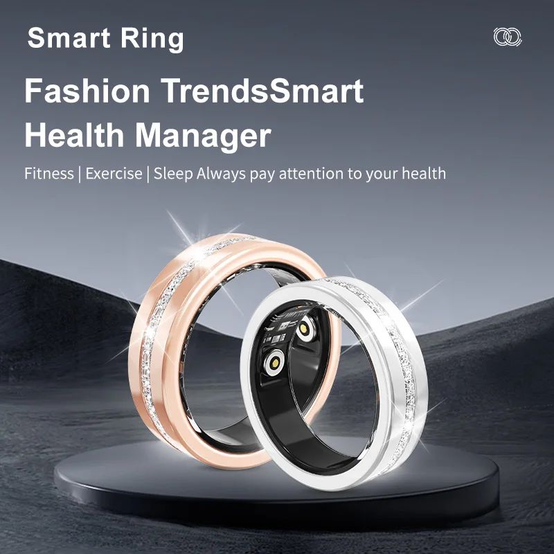 

Smart Diamond Fitness Ring for Women Heart Rate Sleep Monitoring IP68 Waterproof Sports Pedometer Health Tracker Fashion