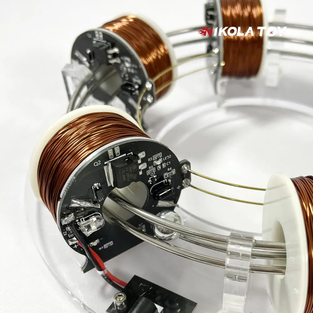 Electromagnetic Cyclotron Ring Accelerator 6 Coils, STEM Science Experiment Kit for Physics Teaching, Office Desk Toy