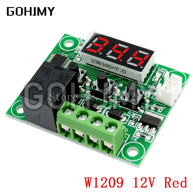 W1209 -50-100C DC 12V digital temperature controllear thermostat temperature control thermostat switch plate W1209 case