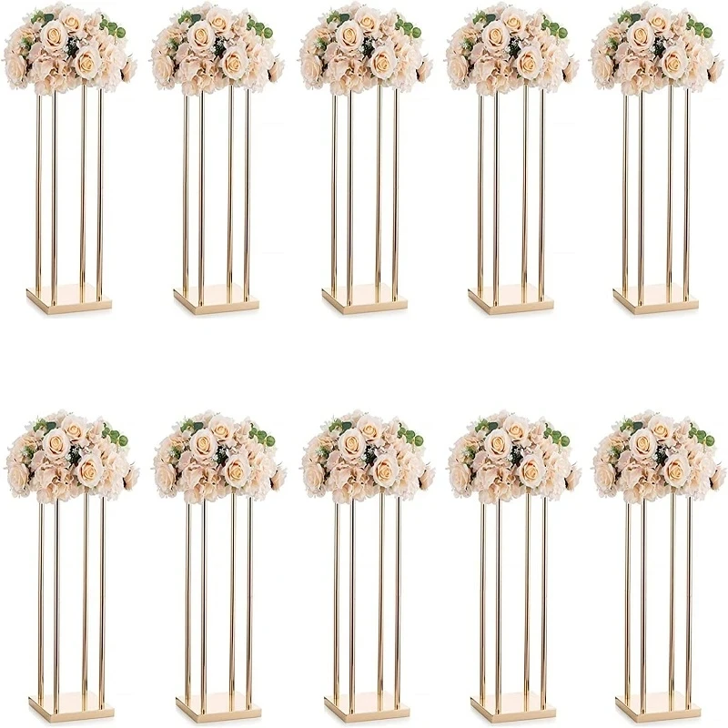 5/10 STK./LOT Blumenvase Goldener Säulenständer Metall-Blumenständer für Hochzeitsdekorationen und Eventpartys – Detail 1