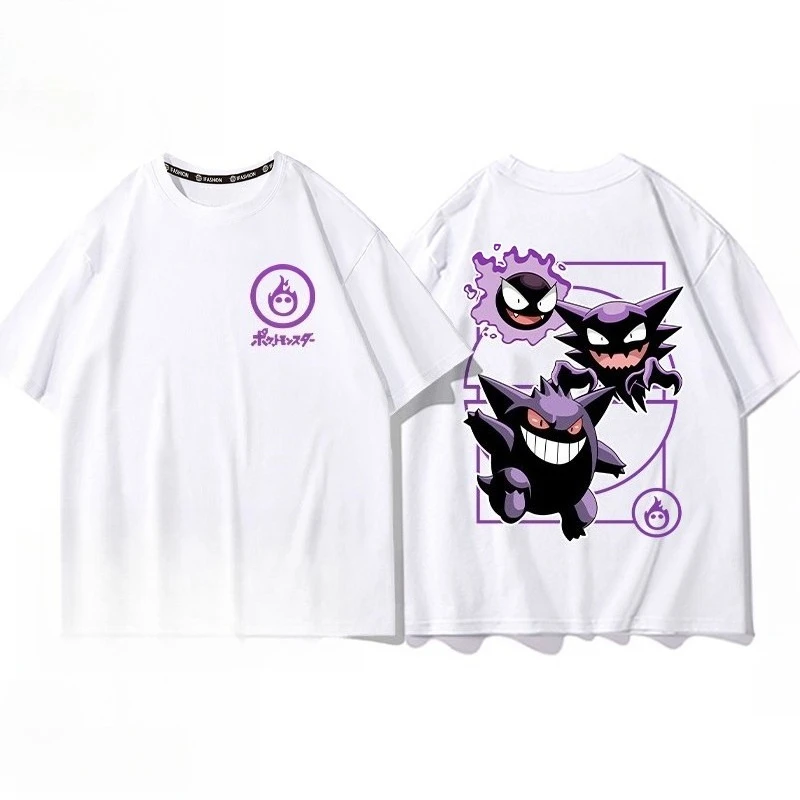 

Pokémon Pikachu Gengar Charmander White T-shirt Men's 2026 Summer Fashion Oversize Street Casual Y2K Tops Streetwear Clothing