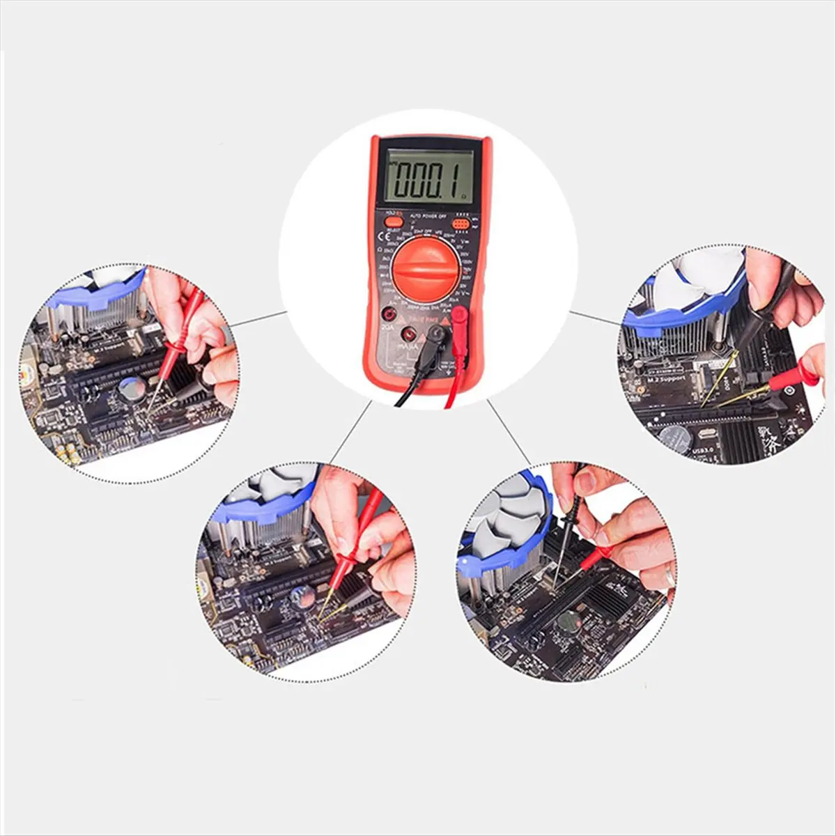 

Power Tool Sets P1308D 25PCS Multimeter Silicone Test Lead Kit with Replaceable Needle Spanner Alligator Clip 4mm Banana Plug