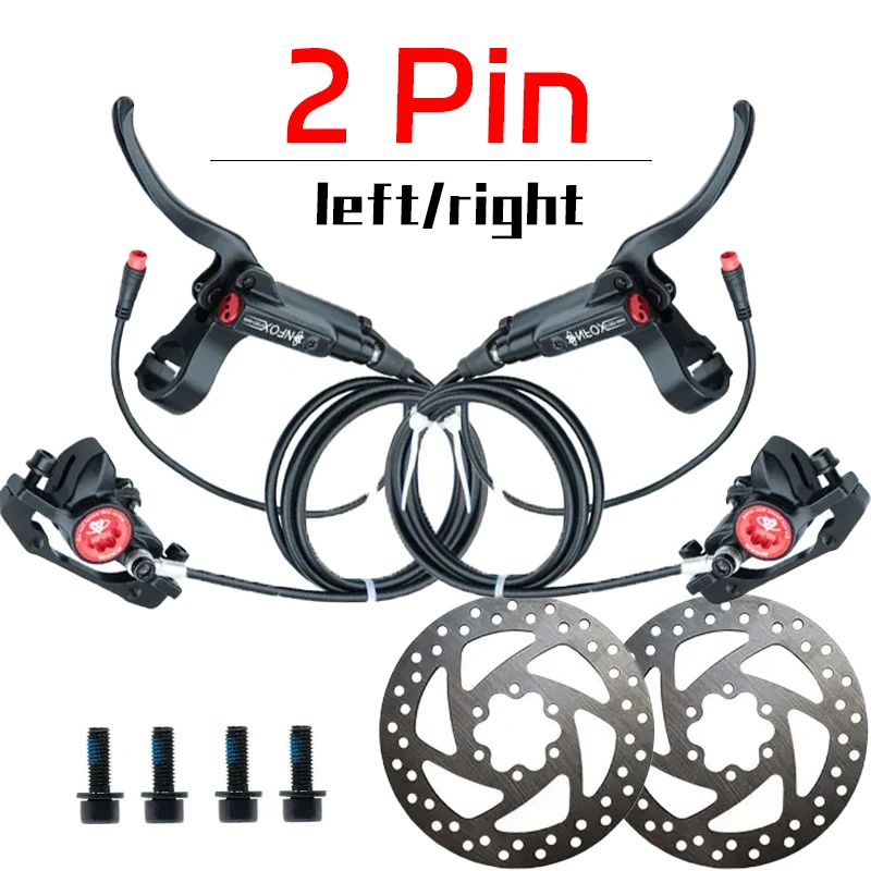 

Правые 2-контактные тормоза для электронного велосипеда, отрезной 2-поршневой комплект дисковых велосипедных гидравлических тормозов для складного электронного велосипеда, электрического велосипедного скутера