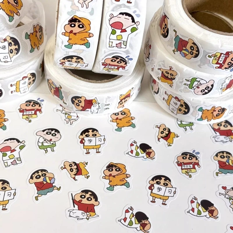 Crayon Shin-chan Cartoon Cute Student Spiral Stickers Kawaii 500pcs DIY Decoration Graffiti Decals Anime Merchandise Wholesale