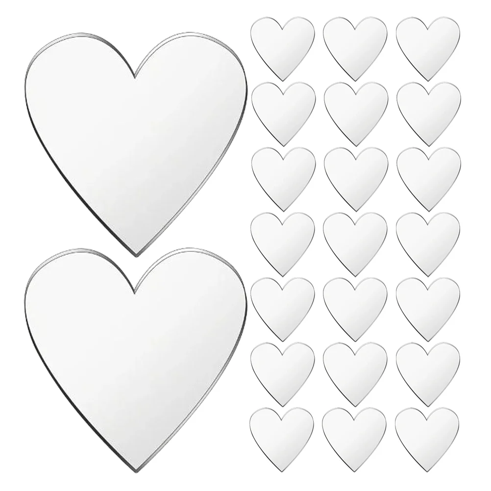 100 Pcs 사랑 거울 스티커 심장 모양의 벽 데 칼 스티커 자기 접착제 미니 타일 거울 공예 작은