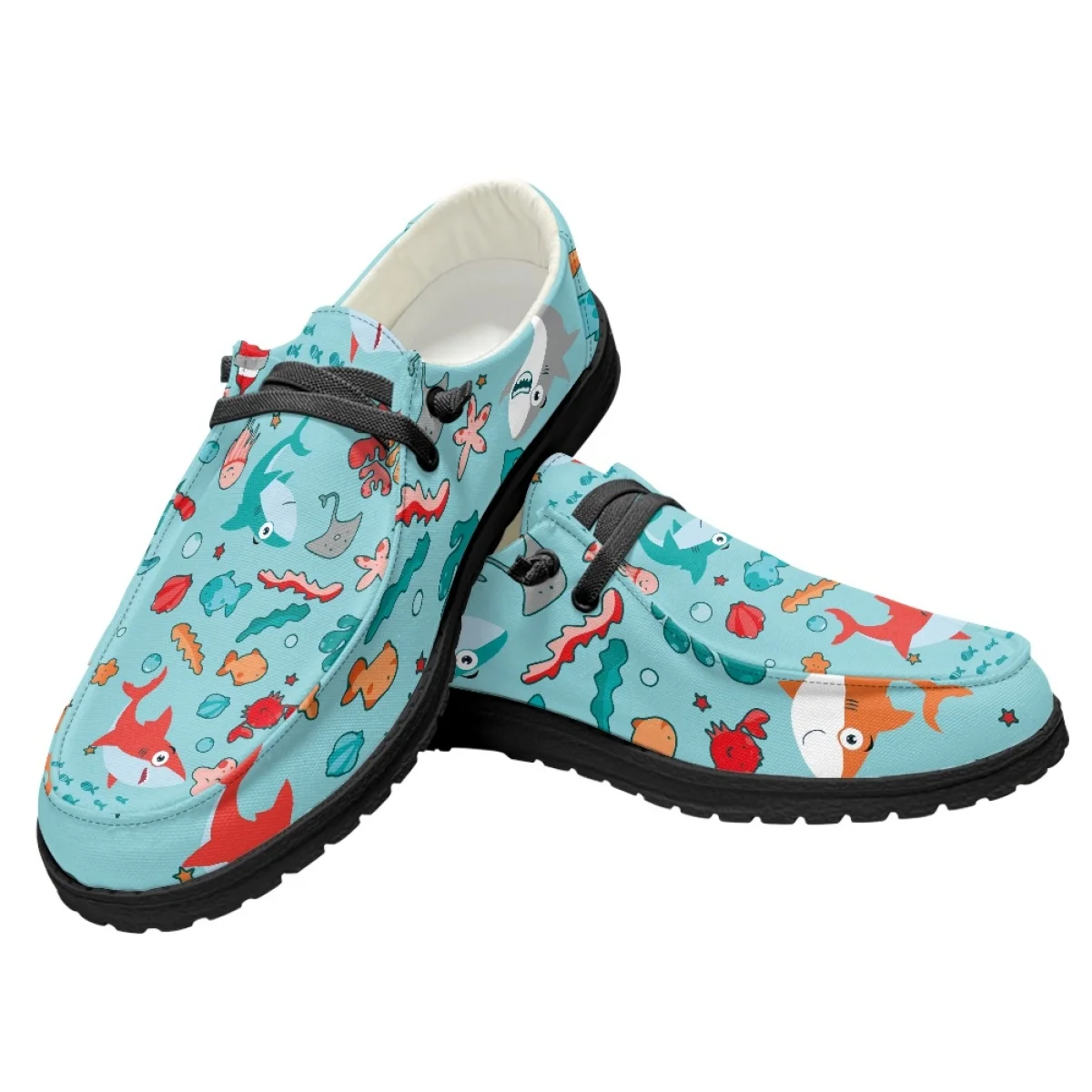 INSTANTARTS Animais Marinhos Bonito Impressão Dos Desenhos Animados das Mulheres Casuais Sapatos Baixos Leve Slip-on Mocassins dos homens Respirável Sapatos de Condução