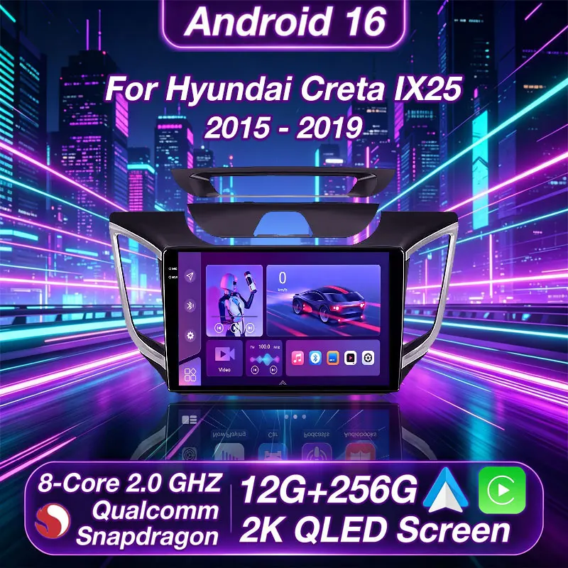 Wireless CarPlay Android Auto For Hyundai Creta Ix25 2015-2019 Android 16 8 Core Head Unit Multimedia Player DTS 2 DIN Autoradio