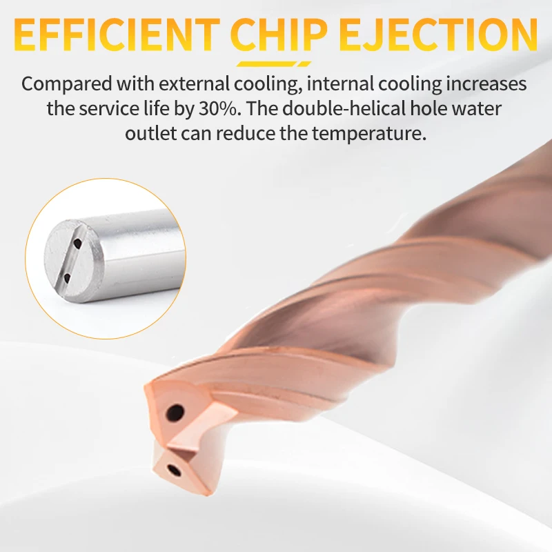 Broca de carburo 5D de 3-14mm, agujero interior a través del refrigerante para herramienta CNC eficiente de acero, broca de refrigerante interno de acero de tungsteno
