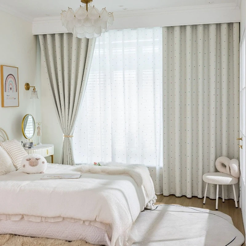 New Nordic Children's Room Small Five-pointed Star Blackout Curtains for Living Dining Room Bedroom Girl Princess Room Decor