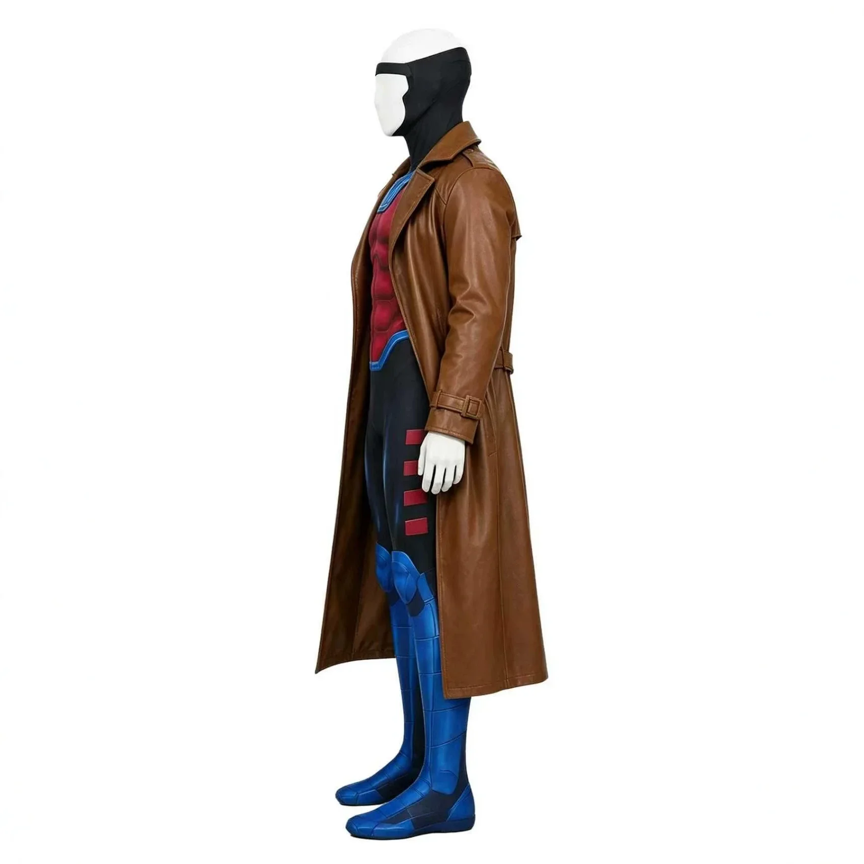 X Gambit Remy Cosplay Kostüm Herren Kampfanzug Langer Ledermantel Overall Masken-Set Superhelden Halloween Karneval Outfits – Detail 5