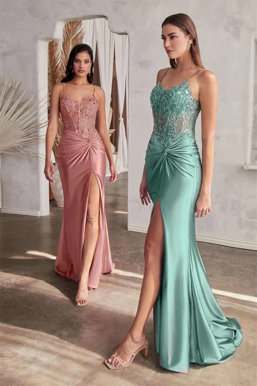 Bella Lace Embroidery Satin robes de soirée Spaghetti Straps Mermaid Prom Dresses Customized Floor-length Wedding Dress 2024