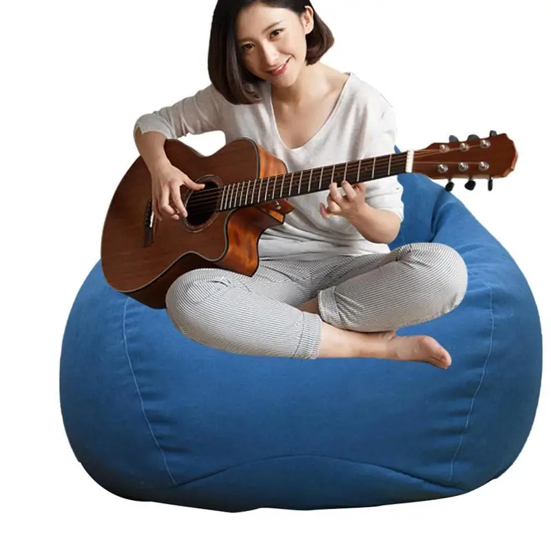 Beanbag Covers Chairs Without Filler Linen Cloth Lounger Seat Bean For Lazy People Storage Bag Couch Tatami Living Room  Decor