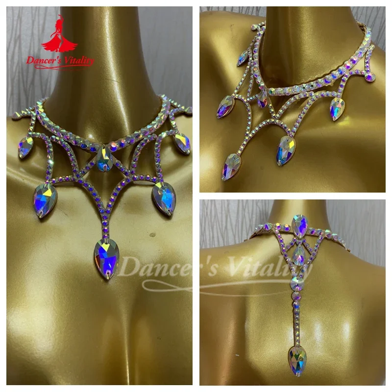 Joyería de competición de danza del vientre para mujer, accesorios de competición de danza Oriental, hechos a mano, combina con collares DIY sin diamantes