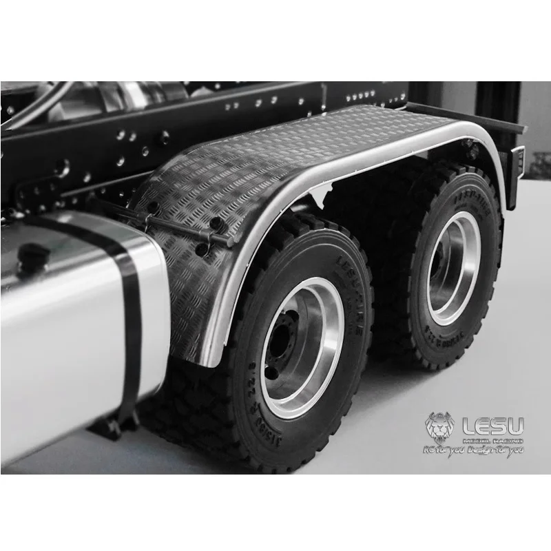 LESU Modell Metall Edelstahl Hinterrad Doppelachsen-Kotflügel S-1243 für Tamiya 3348 1/14 RC Kipper-Modellteile – Detail 5