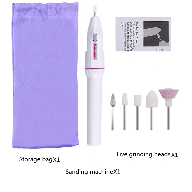 5 In 1 Elektrische Dode Huid Nail Remover Nagellak Machine Draagbare Batterij Polijstmachine Nail Boor Nail Art Schuren File pen Gereedschap