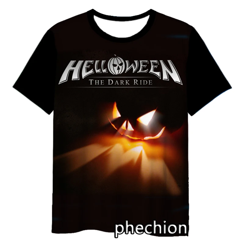 

Новая модная мужская/женская футболка Helloween Band с 3D принтом и коротким рукавом, повседневная летняя футболка в стиле хип-хоп с круглым вырезом, топы