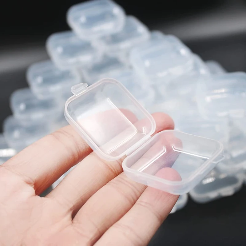 50Packs Small Clear Plastic Storage Containers,Mixed Empty Mini, Case With Lids For Small Items And Other Craft Projects-AT35