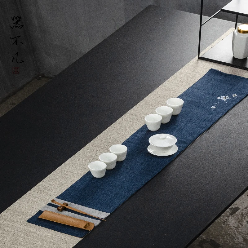 Chinese Style Tea Mat Linen Zen Table Runner Cloth Vintage Cotton Dry Pour Liner Ceremony Towel