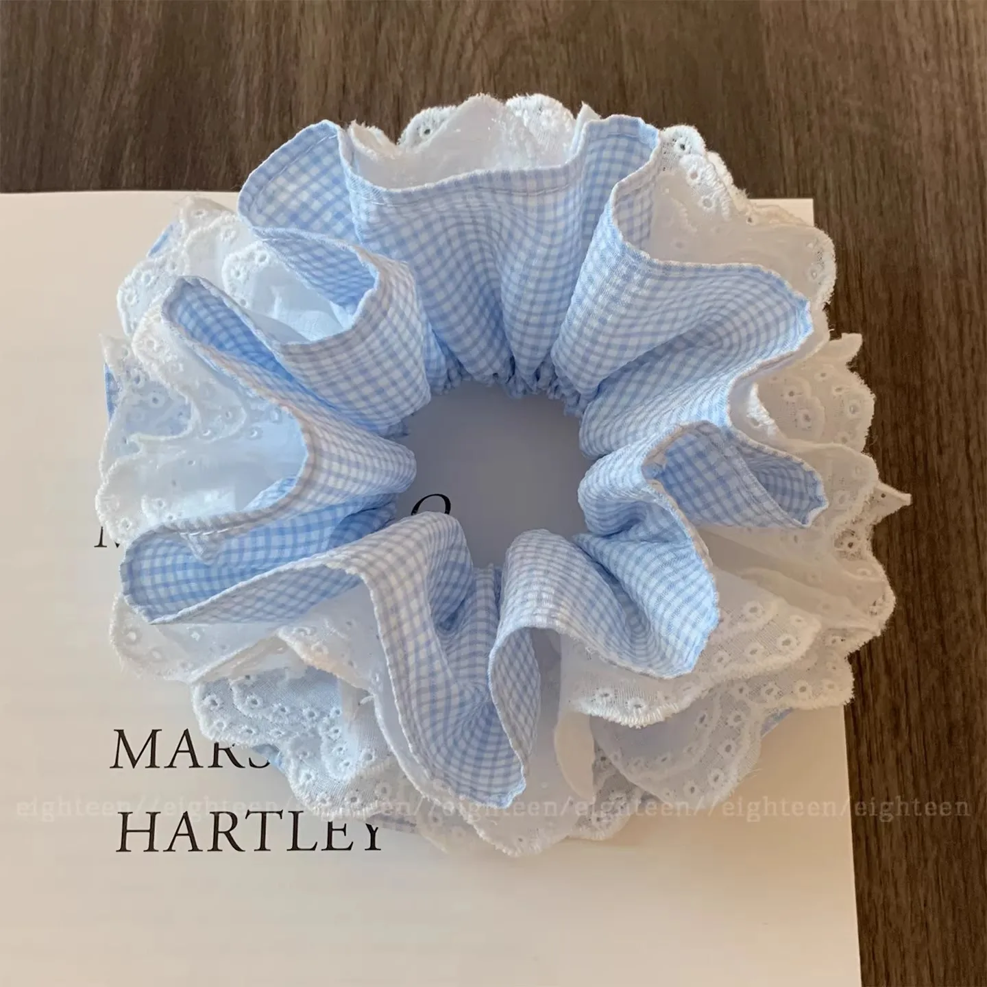 

Korea Fashion Plaid Large Scrunchies, Blue Red Elastic Ponytail Holders, Women Girls Daily Hair Accessories