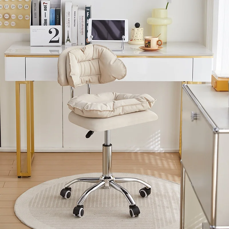 Modern Comfortable Makeup Stool For Bedroom Or Beauty Salon Lifting Backrest With Pulley For Nail Art Or Barber Shop Use