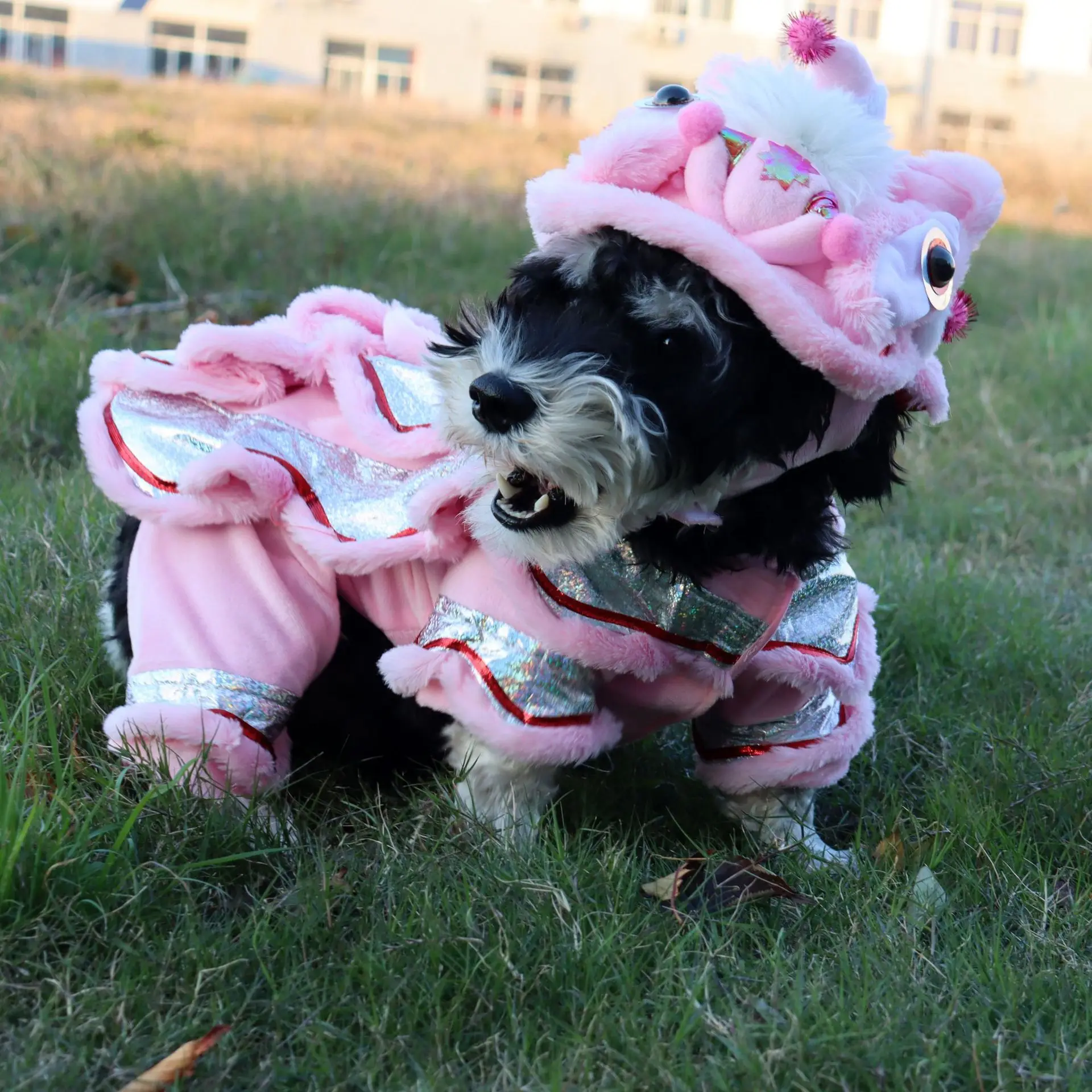 Funny Dog Clothes New Year\'s Pet Chinese Costume Dragon Dance Lion Dog Party Lion Dance Red Cosplay Festive Lucky Cat Clothes