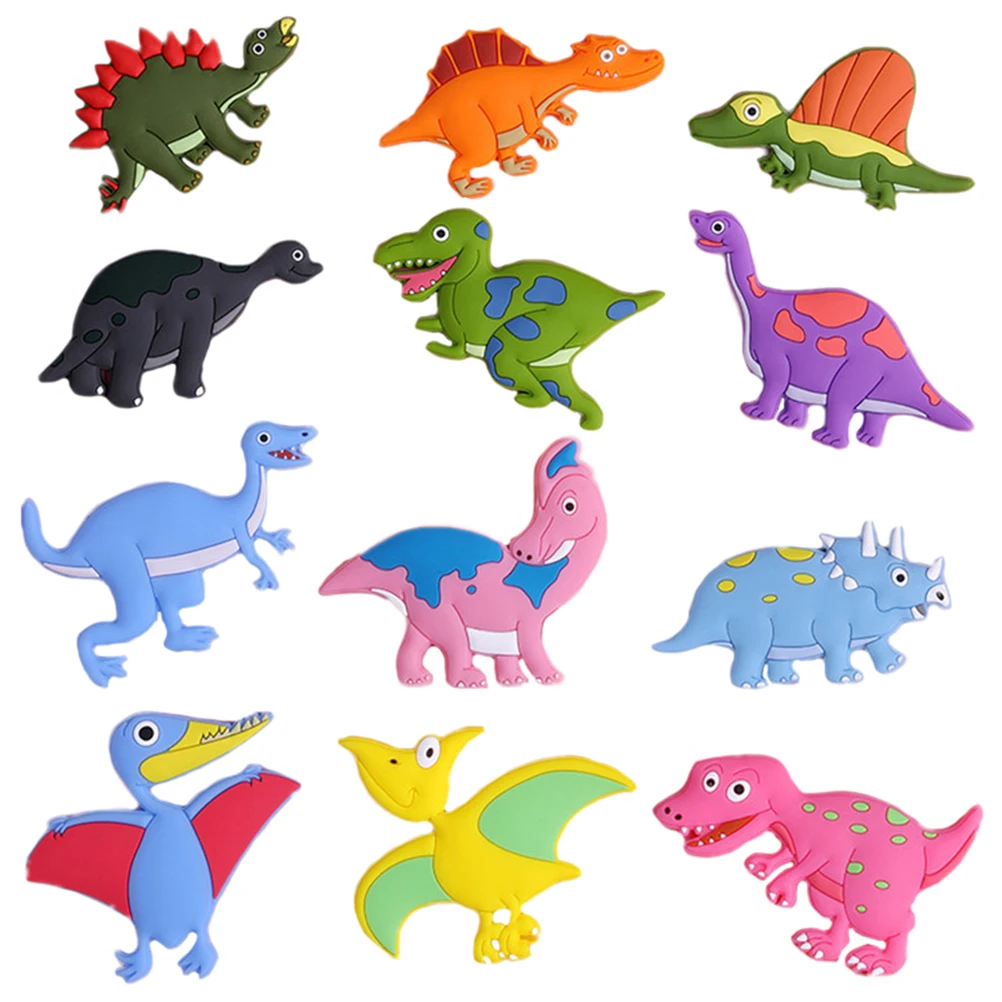 

12Pcs 3D Dinosaur Fridge Magnets Kids Preschool Animal Cognition silicone Food Fridge Magnets Toddlers Education toy home decors