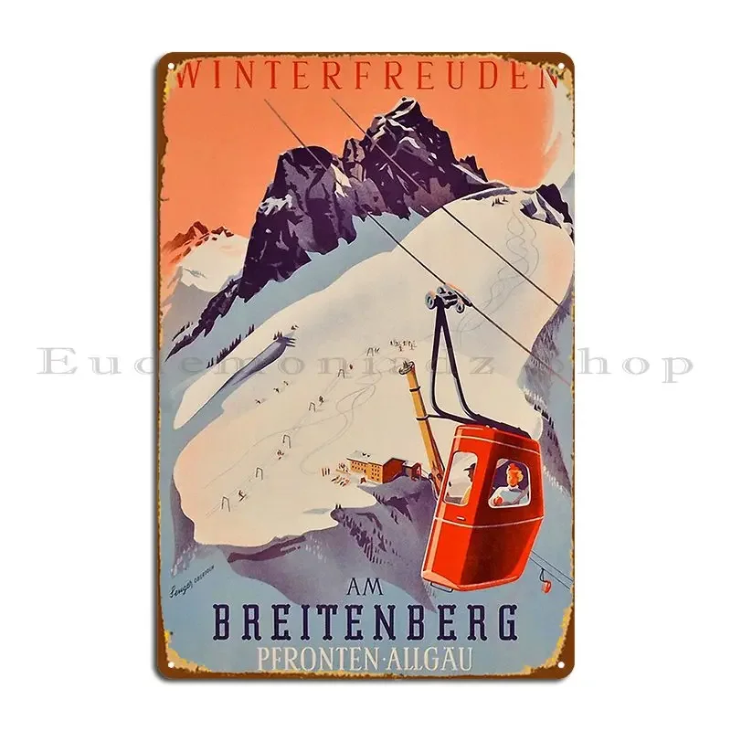 Vintage deutsche Gondel Sport Ski Reise Poster Metallschild gedruckt Druck Küche Garage Dekoration Blechschild Poster