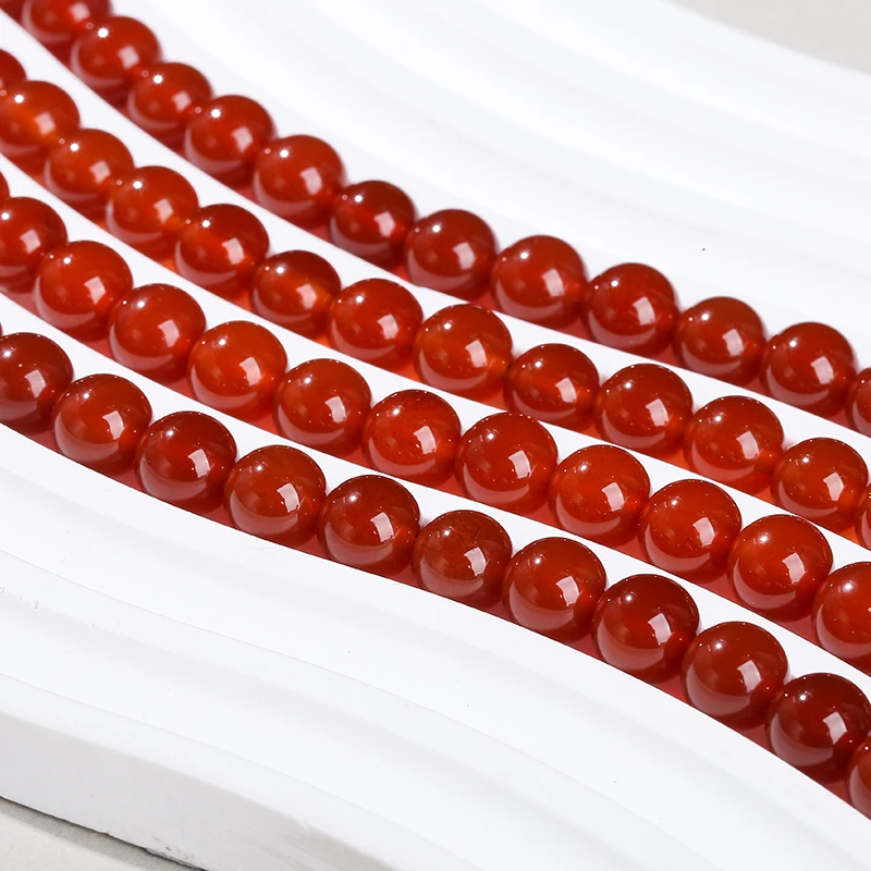 7A Natural  Stone Red Agate Bead Round Carnelian Onyx Loose Spacer Beads For Jewelry Making Diy Bracelets Necklace Accessory