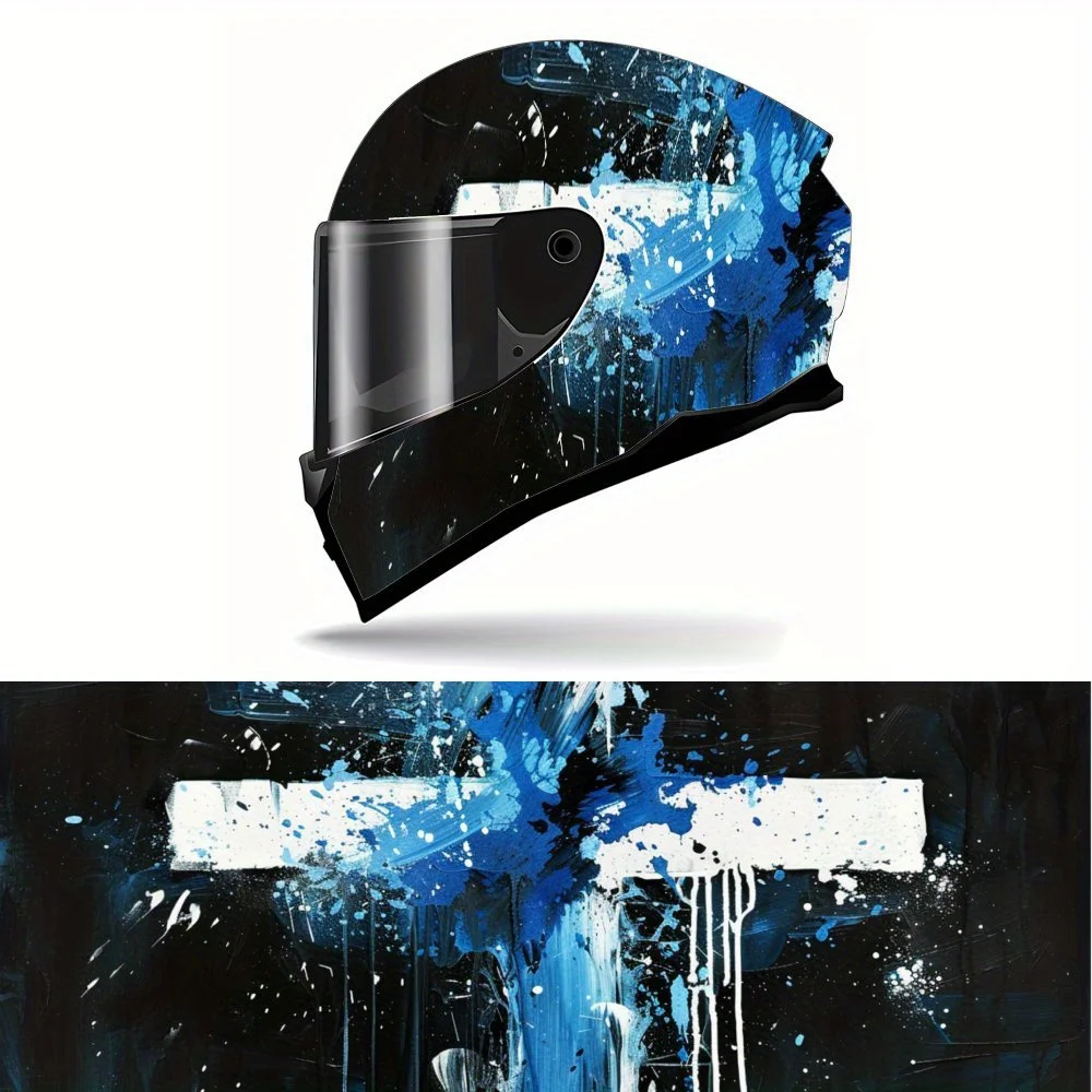 Dramatic Blue - Black Paintwork Helmet Vinyl Wraps, Waterproof Self-adhesive Helmet Vinyl Wraps, Surface Protection, Personalize