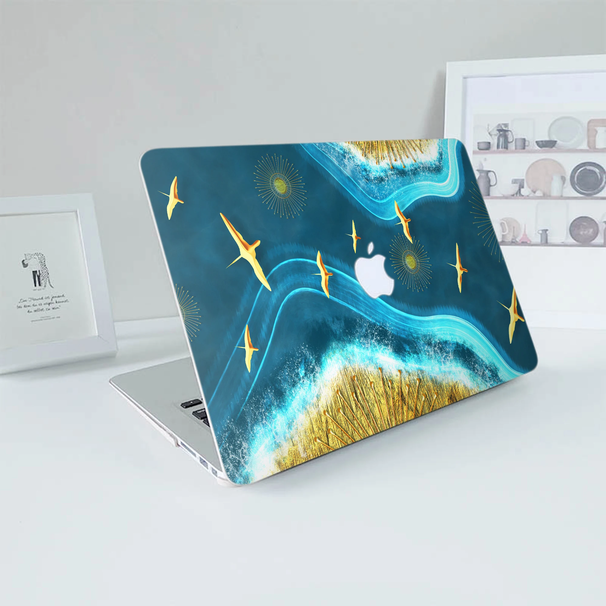 Modern Gold Sea Laptop Case For Macbook Air 13 M2 2022 A2681 A2337 A2179 A2338 M1 Chip Pro A2289 Macbook A1466 Case