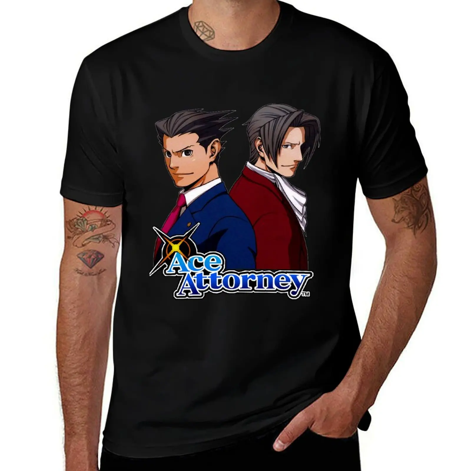 T-shirt à manches courtes pour la fête de l'indépendance, avec photo Famicom des grands Ace Attorney