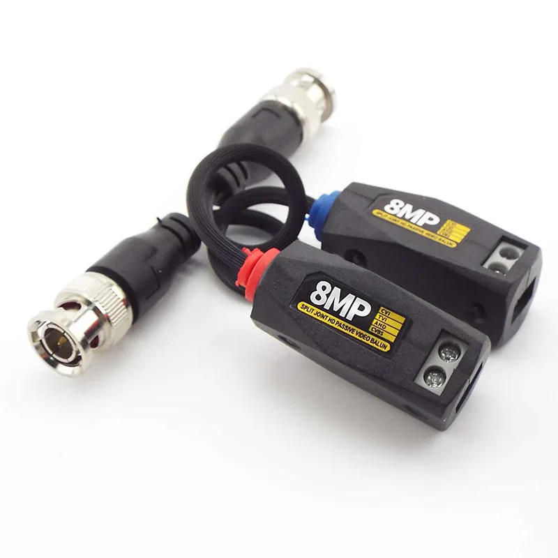 8MP AHD/HD-CVI/TVI Twisted BNC CCTV Vidéo Balun Passif Convertisseur Émetteurs-Récepteurs BNC UTP Vidéo Balun Émetteur pour Caméras Noir