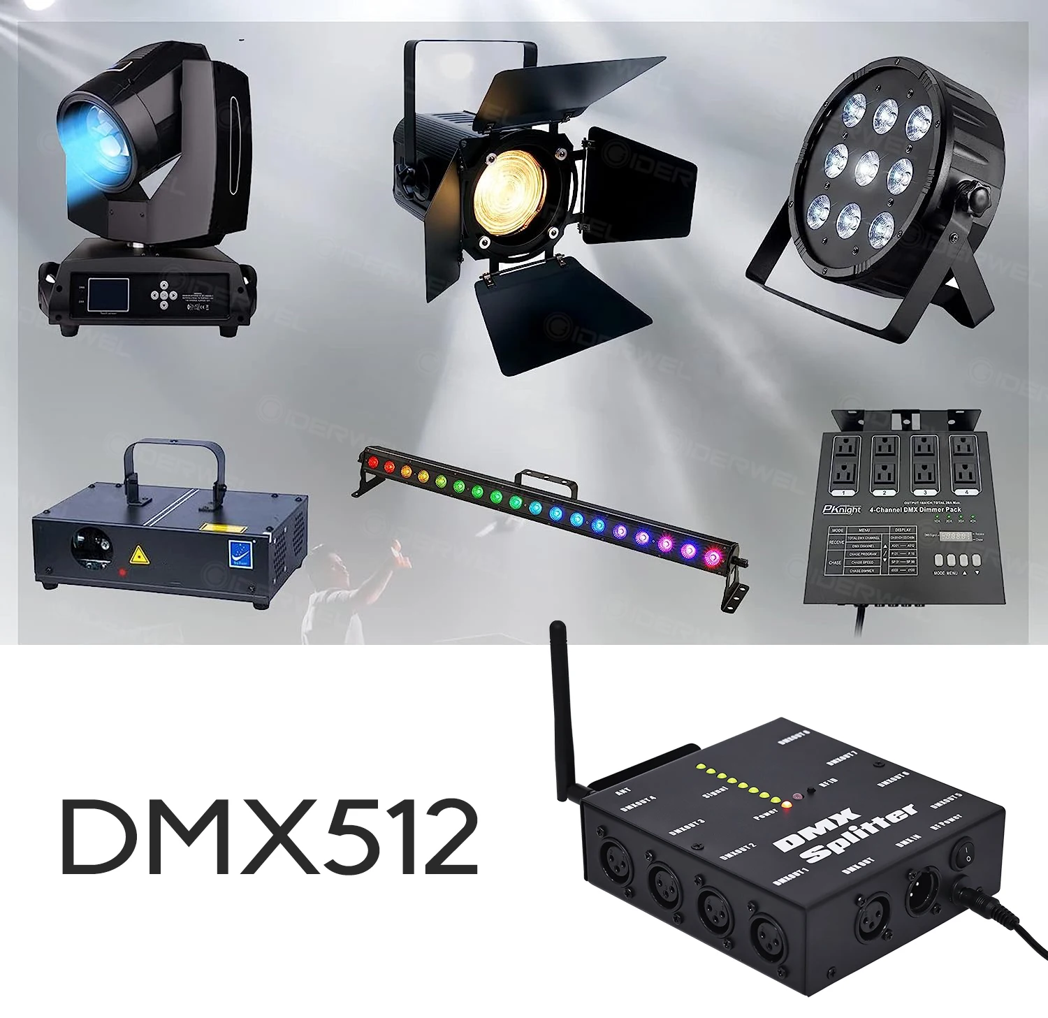 Imagem -05 - Transmissor sem Fio para Comunicação à Distância Dmx Light Effect Bateria para Música Receptor para dj Clube Disco sem Fio Bateria de 500m 2.4 Ghz Dmx512