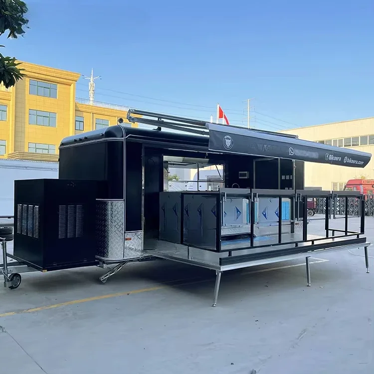 Customized Outdoor Event Stage Exhibition Truck Trailer Mobile Juice Bar Trailers Mobile Fast Food Truck With Full Kitchen For S