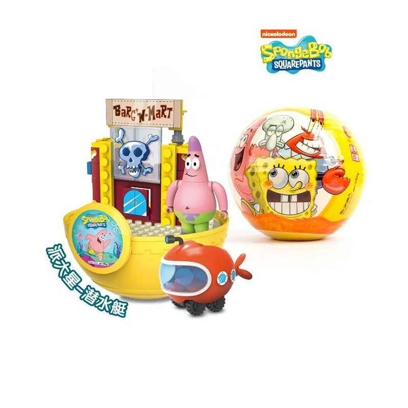 Spongebob Squarepants Toy Set Pai Big Star Octopus Brother Crab Boss Twisted Egg Crab Fort Assembly Building Blocks Child Toy