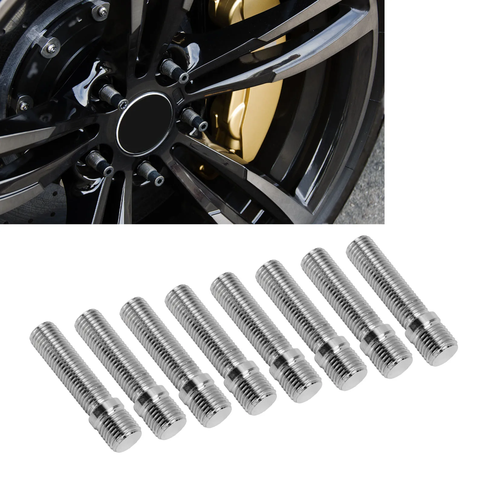 20 Pcs Extended Wheel Stud 58mm Wheel Conversion Bolts Studs Adapter 41mm Shank Length M14x1.5-M12x1.5