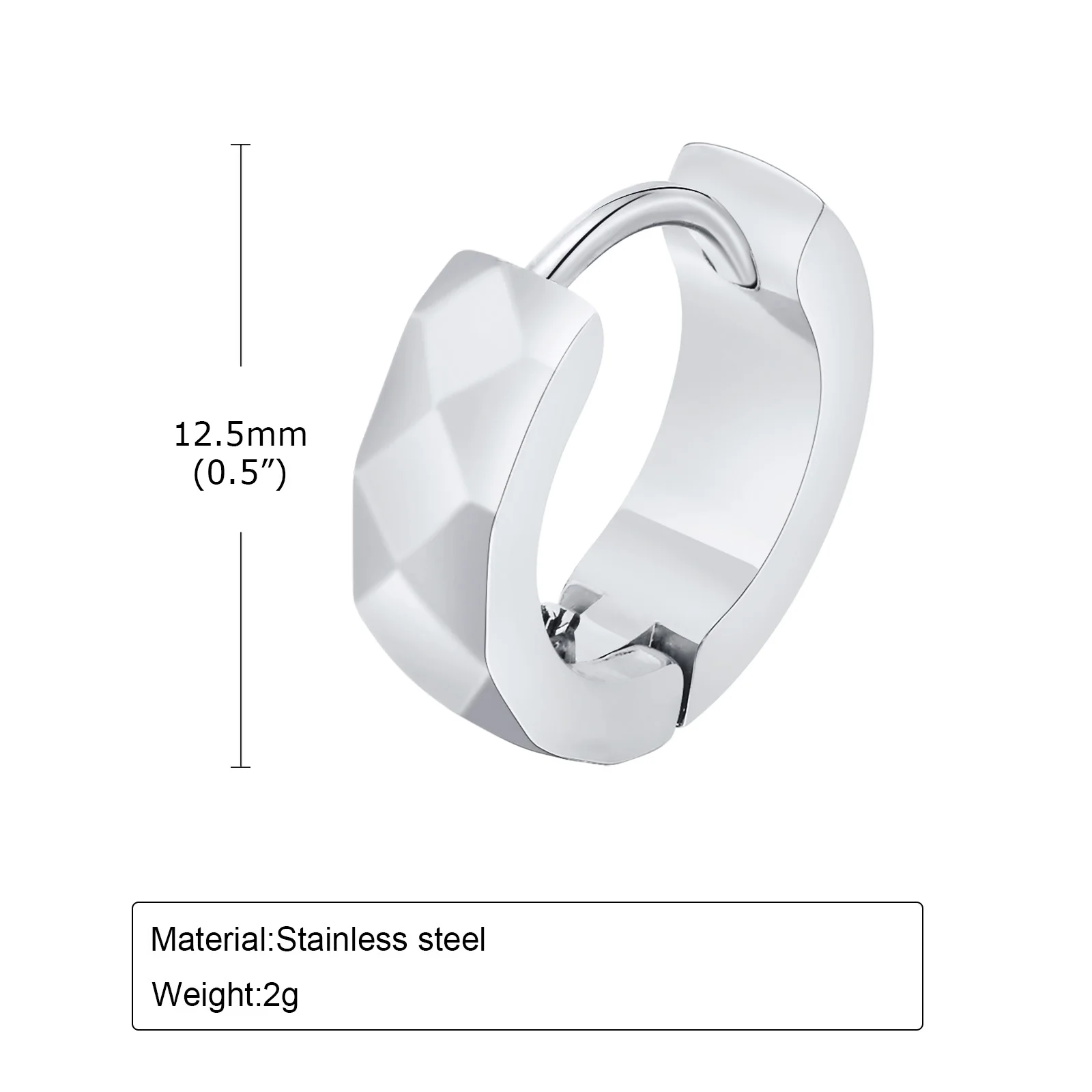 Vnox Geometric Hoop Earrings for Men Women, Simple Waterproof Stainless Steel Huggie Earring,Black Silver Gold Color Options