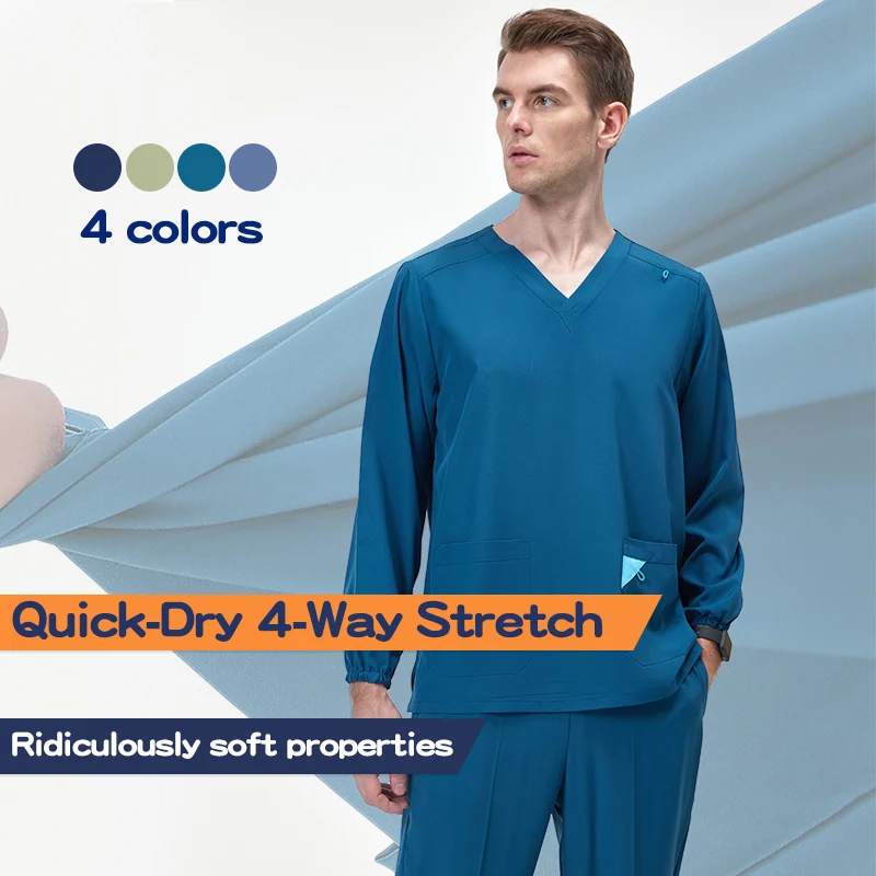 Premium Stretch Medical Uniforms Women Men Surgical Scrub Sets Clinic Doctor Nurse overalls Vet Soft Chef Waiters WorkwearS12