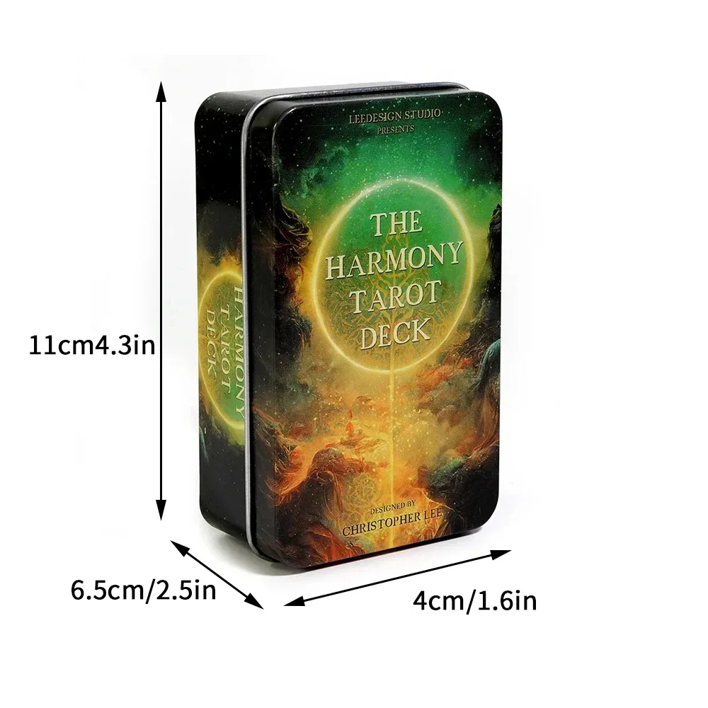 The Harmony Tarot Deck,78 Upgrade Gold-plated Edge Tarot Cards in A Tin Metal Box Board Games for Party Personal Entertainment